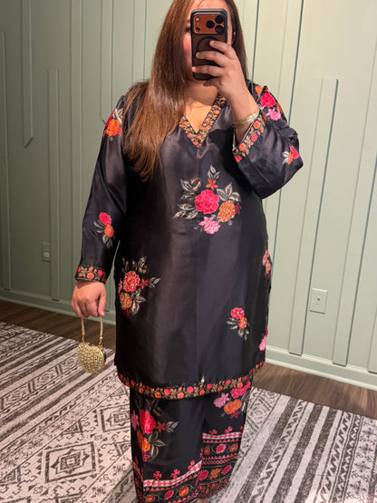 Silk Print Hand Work Co ord
