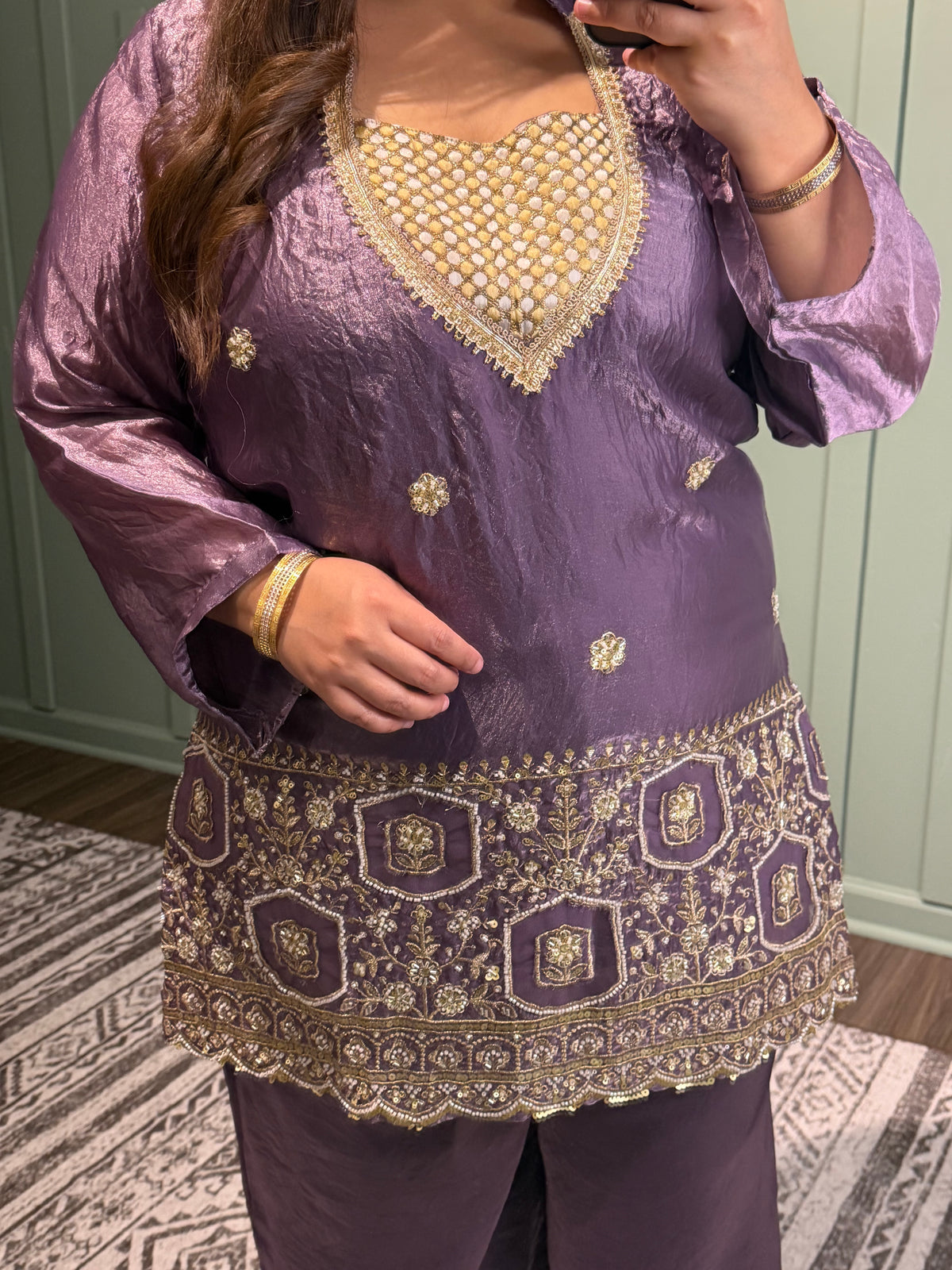 Shimmer Silk Hand Embroidered Co ord