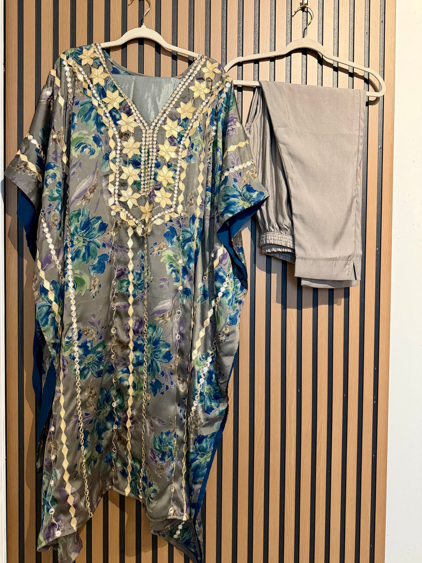 Grey Print Georgette Kaftan