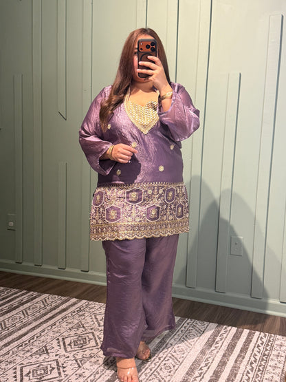 Shimmer Silk Hand Embroidered Co ord