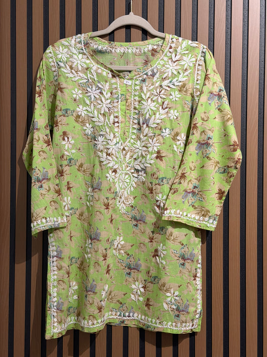 PRINT CHIKANKARI SHORT KURTI