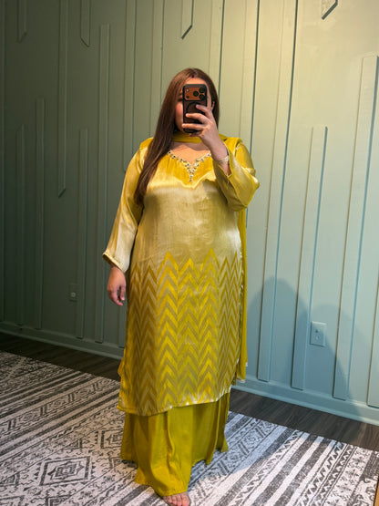 Giraffe Silk Sharara Three Piece