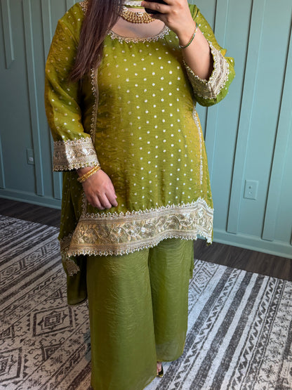 Banarsi Fabric Gotta Three Piece