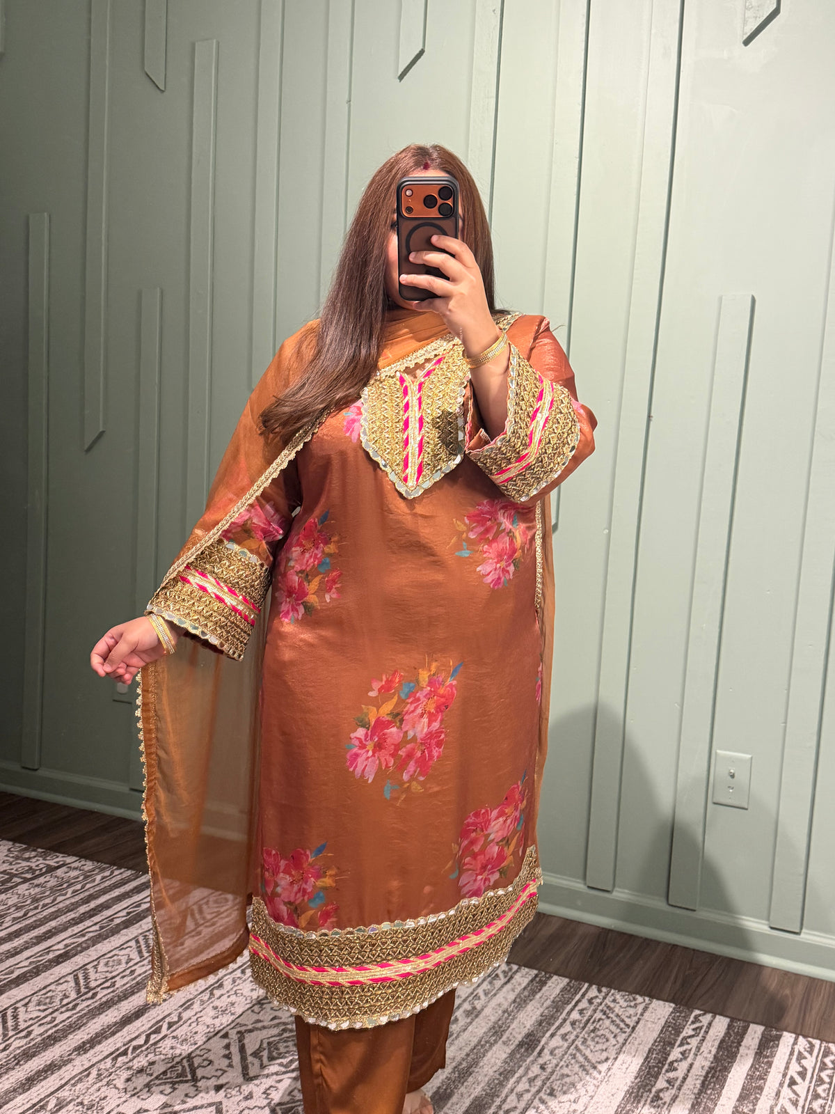 Shimmer Silk Floral Gotta Three Piece