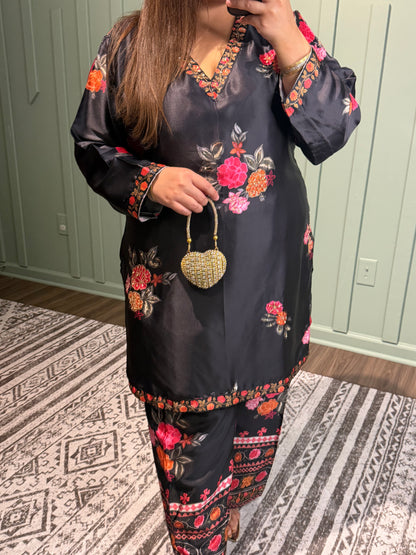 Silk Print Hand Work Co ord