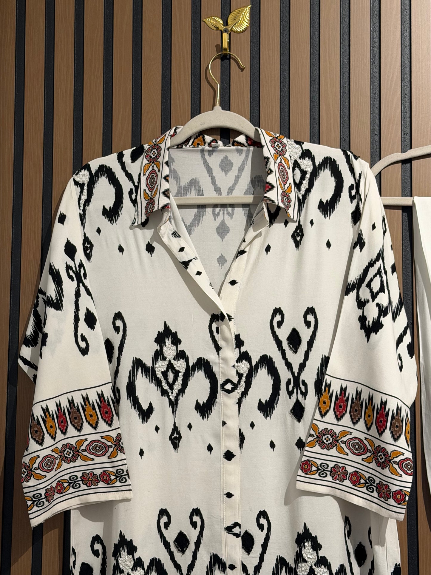 Ikat White Rayon Co ord