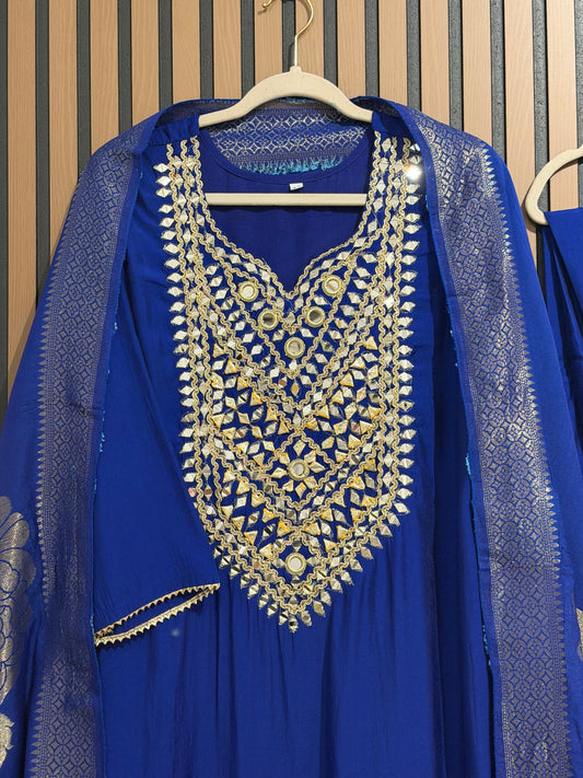 MIRROR GOTTA SILK BANARSI THREE PIECE