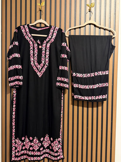 RAYON CHIKANKARI PLAZO SET