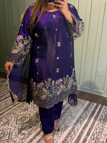 Fendi Silk Hand Embroidered A Line Suit