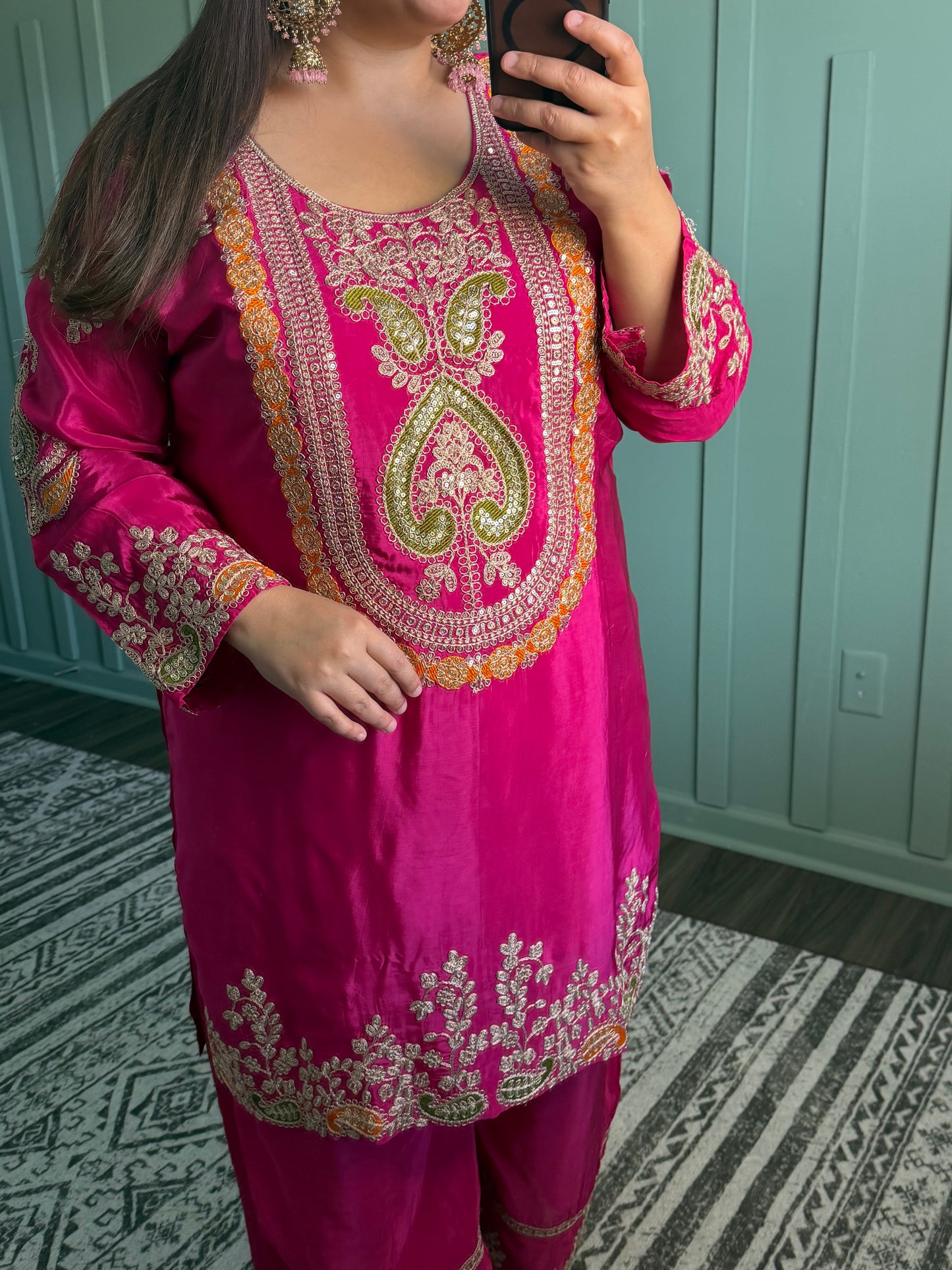 Silk Dori Embroidery Plazo Co ord