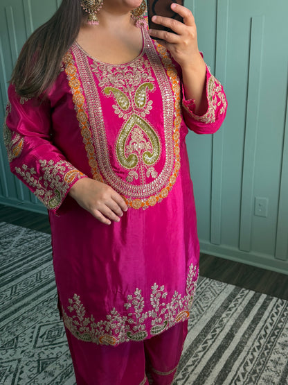 Silk Dori Embroidery Plazo Co ord