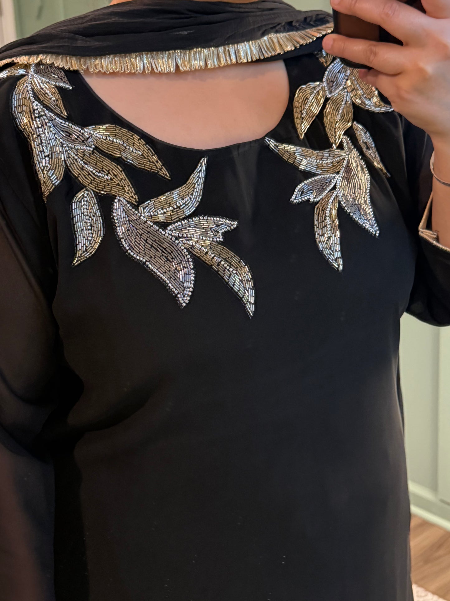 Viscose Georgette Handwork Three Piece