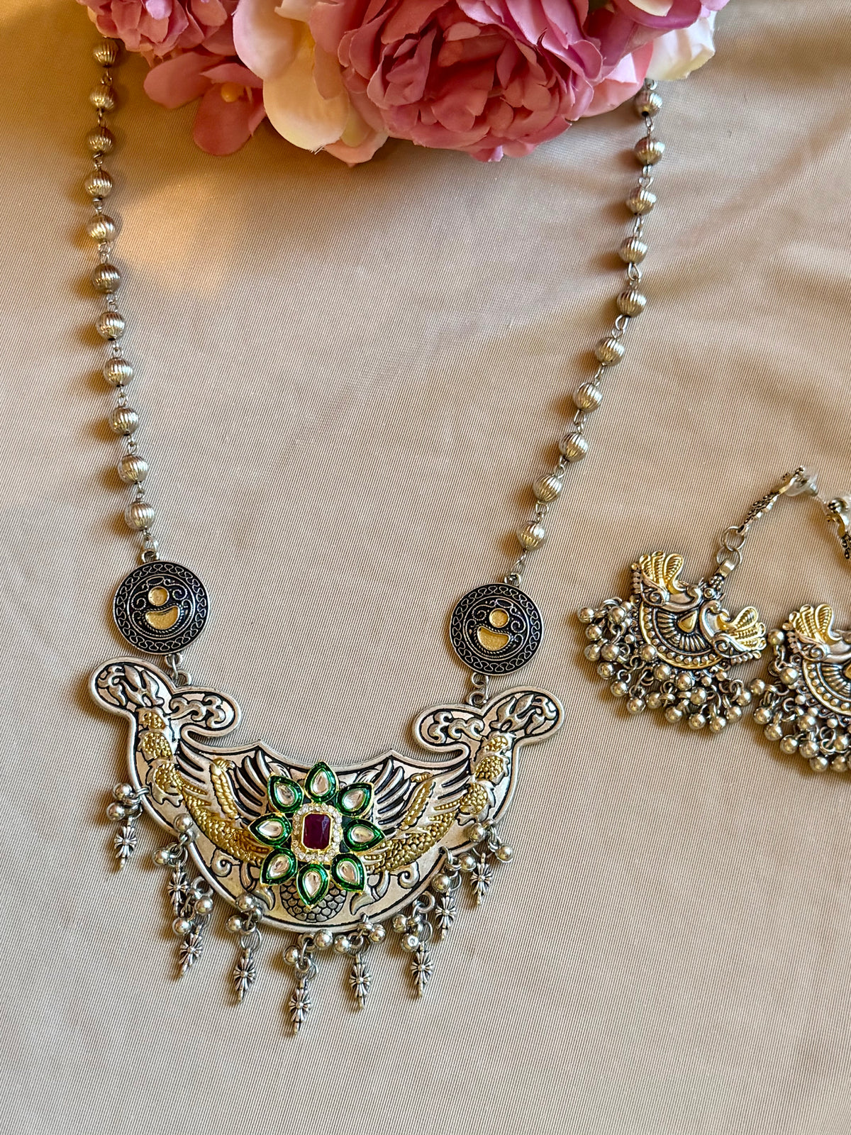 Silver Kundan Navratri Necklace