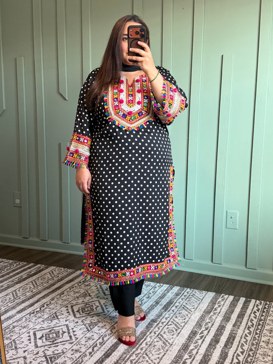 Black Polka Three Piece
