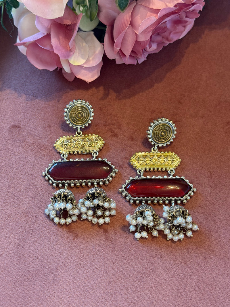 German Silver Dual Tone Earrings