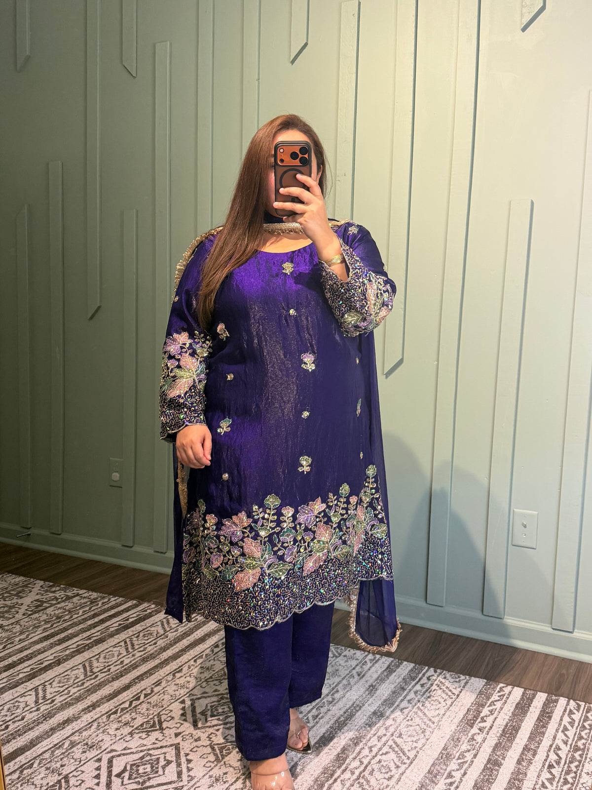 Fendi Silk Hand Embroidered A Line Suit