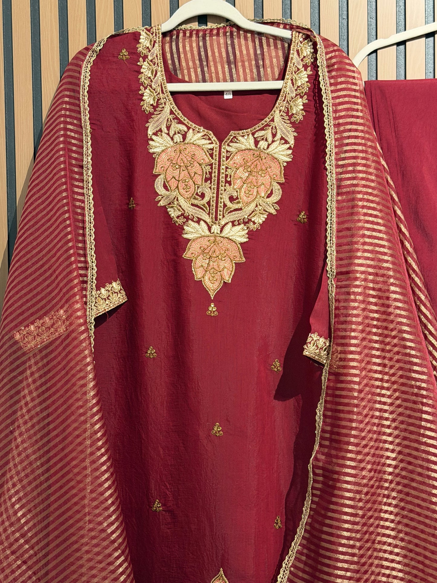 KASHMIRI SILK THREE PIECE PLUS SIZE