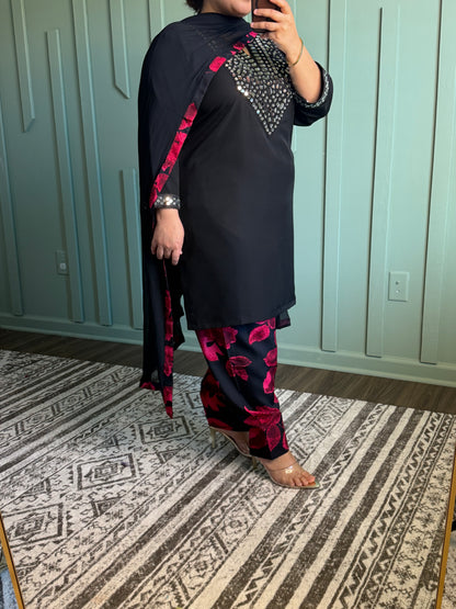 Black Mirror Salwar Three Piece