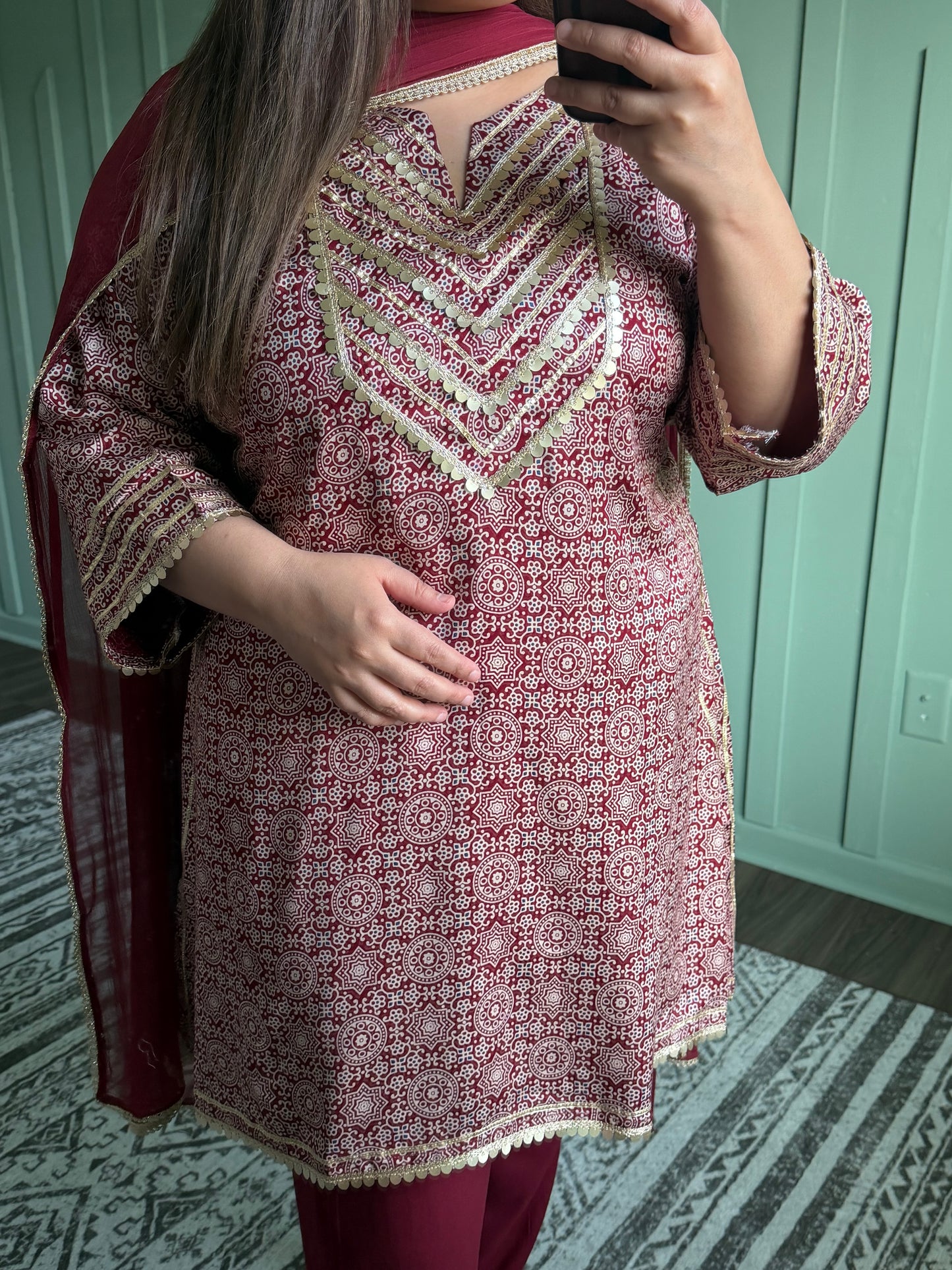 Muslin Gotta Ajrak Three Piece