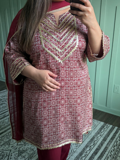 Muslin Gotta Ajrak Three Piece