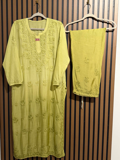 GREEN OMBRÉ MODAL MUSLIN SET