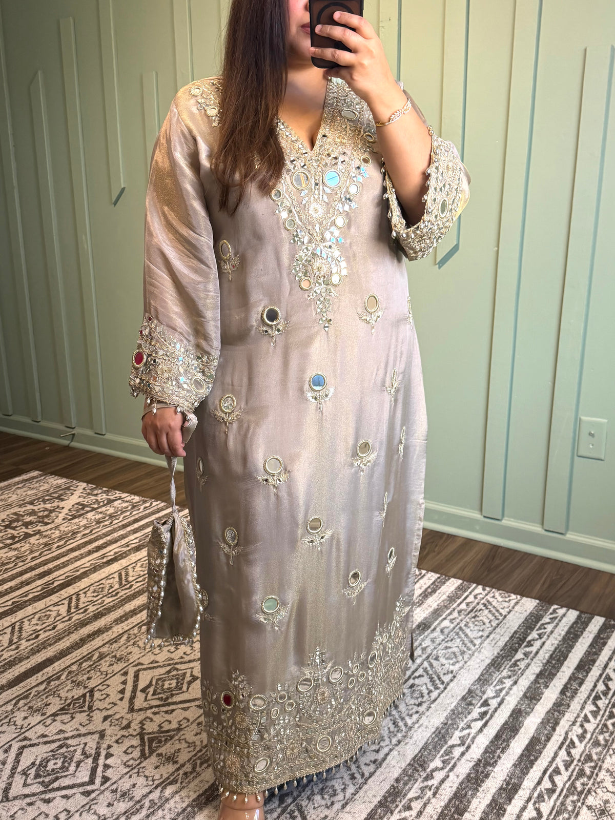 Mirror Gotta Shimmer Long Phiran Three Piece