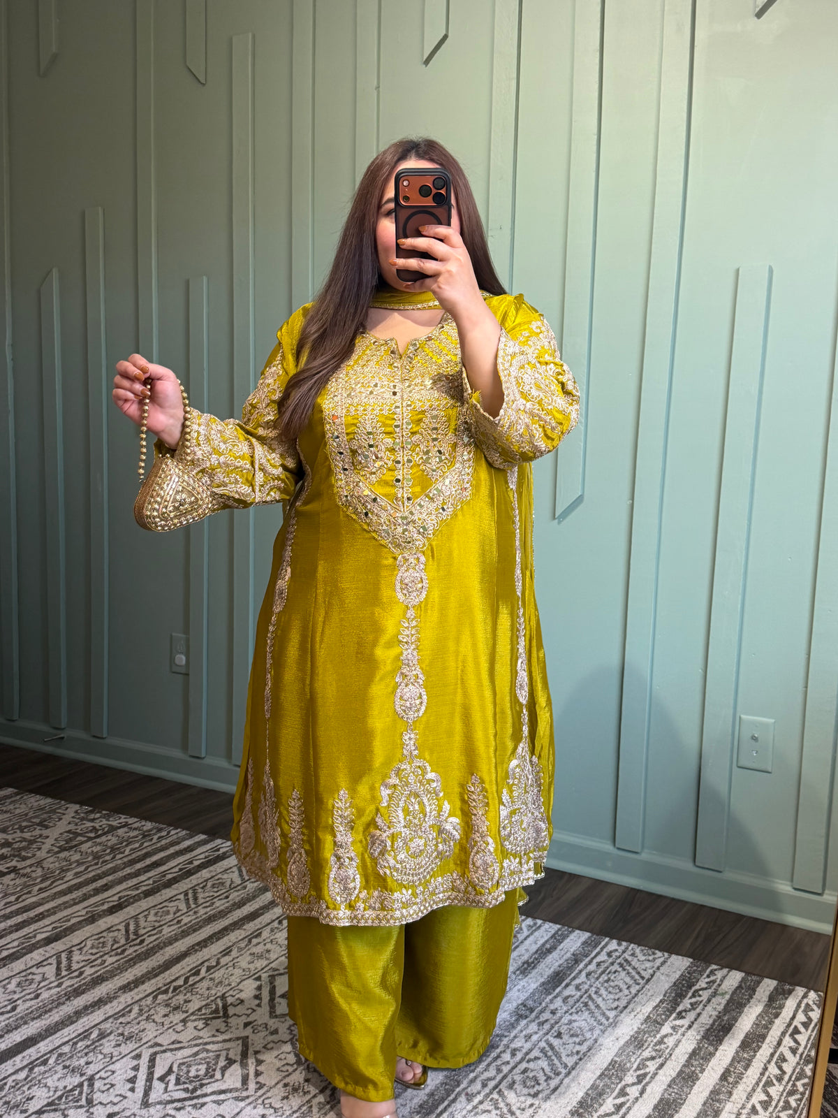Pure Chinon Silk Dori Embroidered A-Line