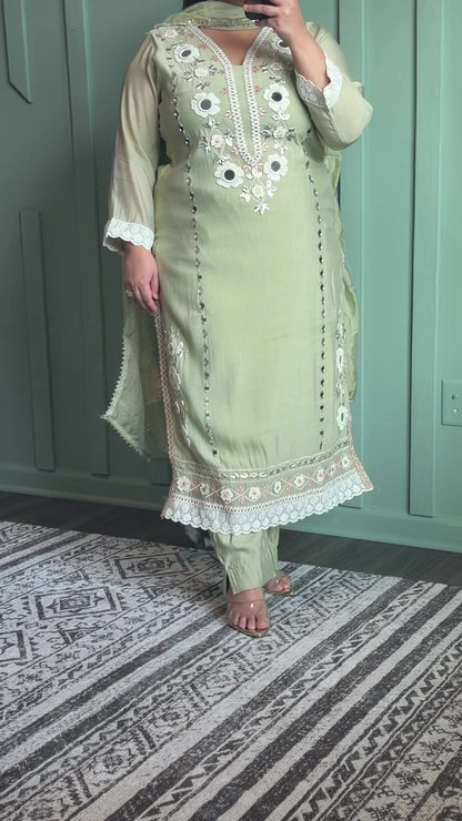 Muslin Silk Mirror Handwork