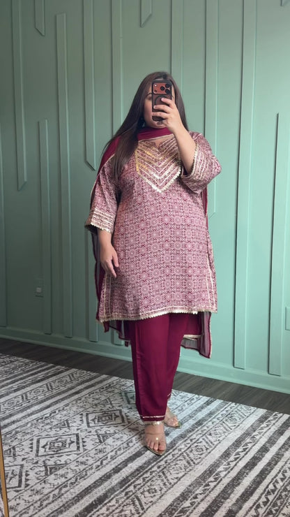 Muslin Gotta Ajrak Three Piece