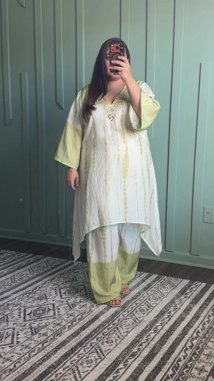 Shimmer Silk Tye Dye C Cut Co ord Hand Embroidered