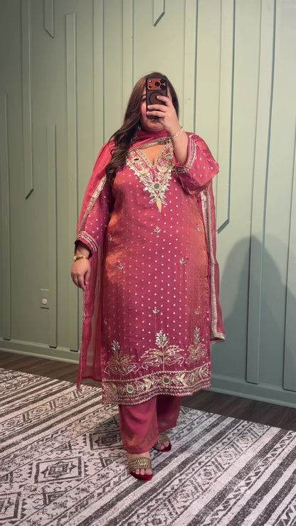 Shimmer Zari Mirror Gotta Hand Embroidered Suit