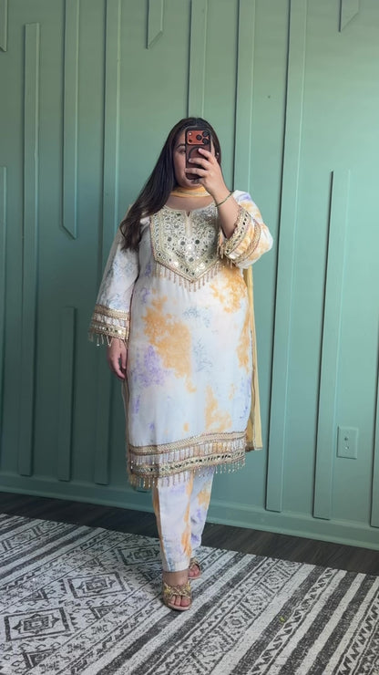 Tye Dye Handwork Three Piece