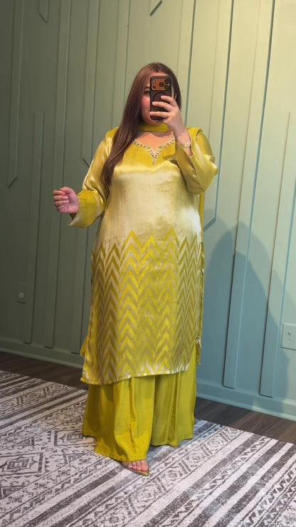 Giraffe Silk Sharara Three Piece