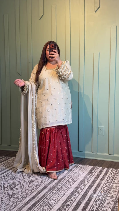 Silk Gotta Hand Work Gharara Suit