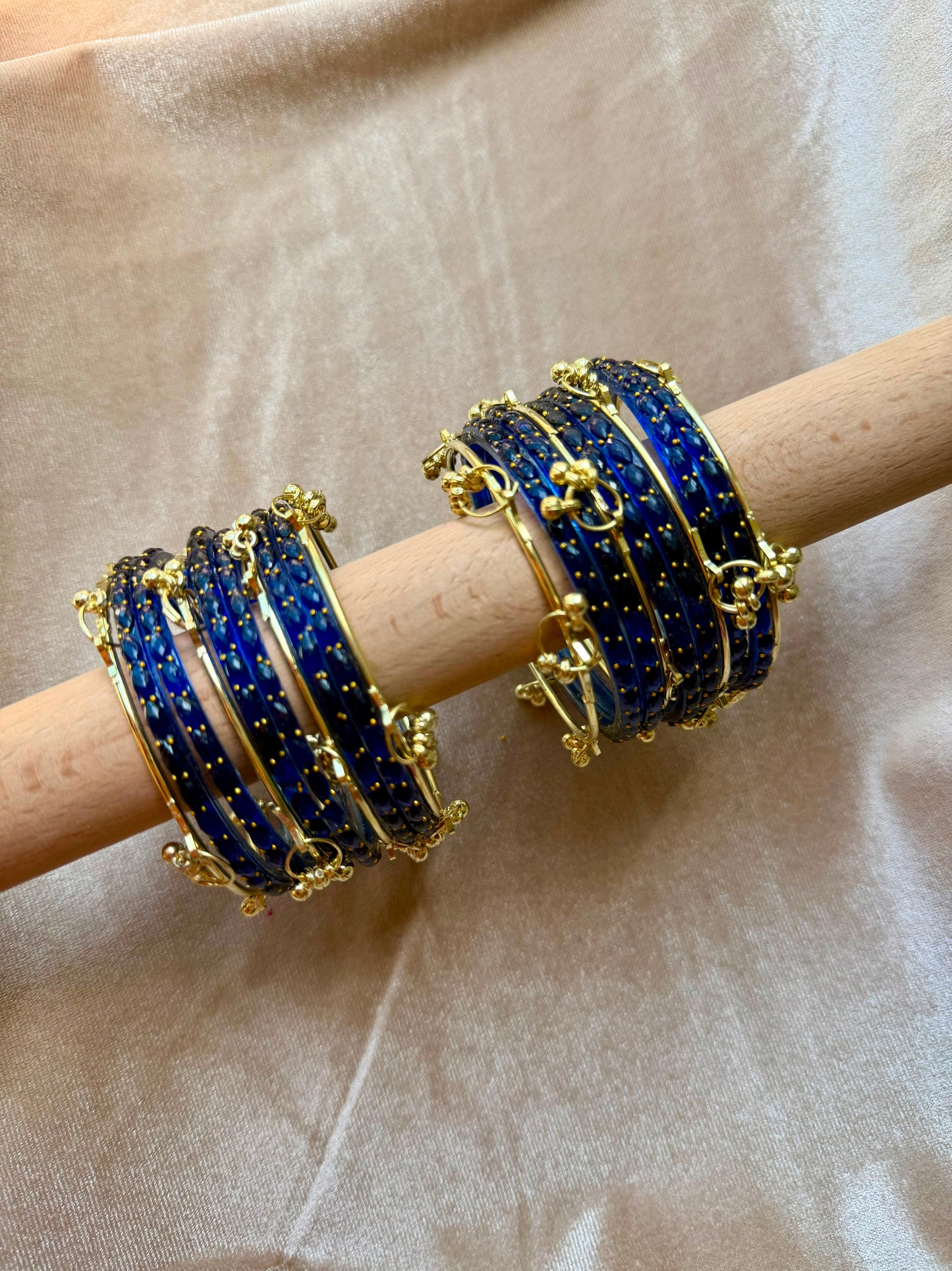 GLASS RAINDROP BANGLES (1 dozen glass & 8 Ghungru)