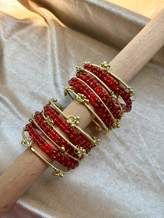 GLASS RAINDROP BANGLES (1 dozen glass & 8 Ghungru)