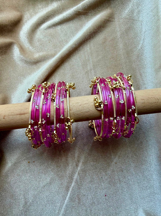 GLASS JELLY BANGLES (1 Dozen Glass & 8 Ghungru)