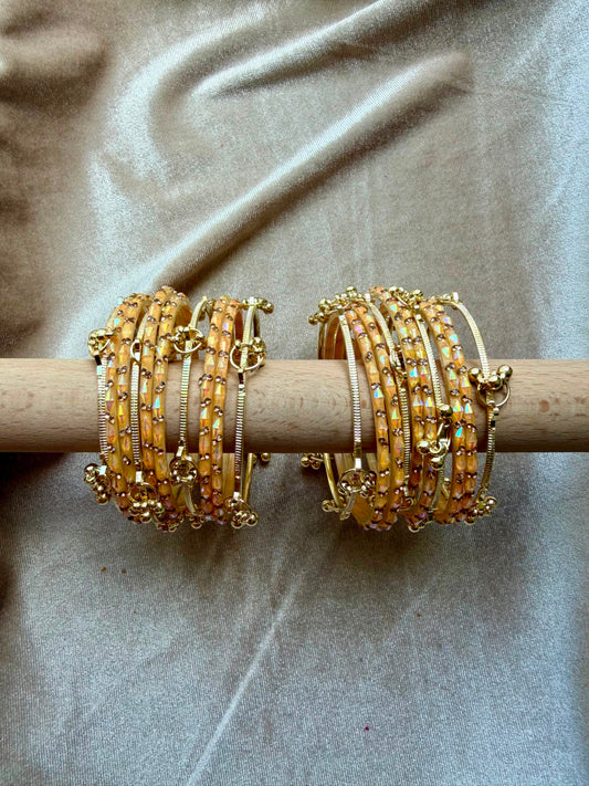 GLASS RAINDROP BANGLES (1 Dozen Glass & 8 Ghungru)