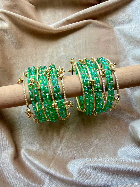 GLASS RAINDROP BANGLES (1 Dozen Glass & 8 Ghungru)