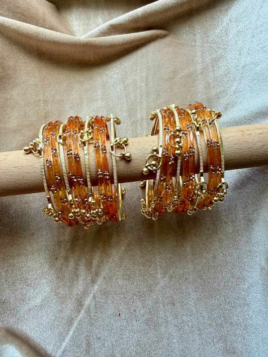 GLASS JELLY BANGLES (1 Dozen Glass & 8 Ghungru)